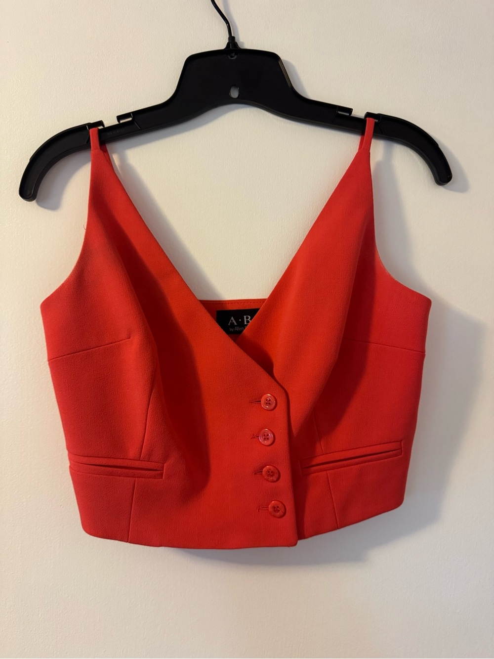 A.B.S.  Cropped top by Allen Schwartz -Deep coral color- Button-Front Vest